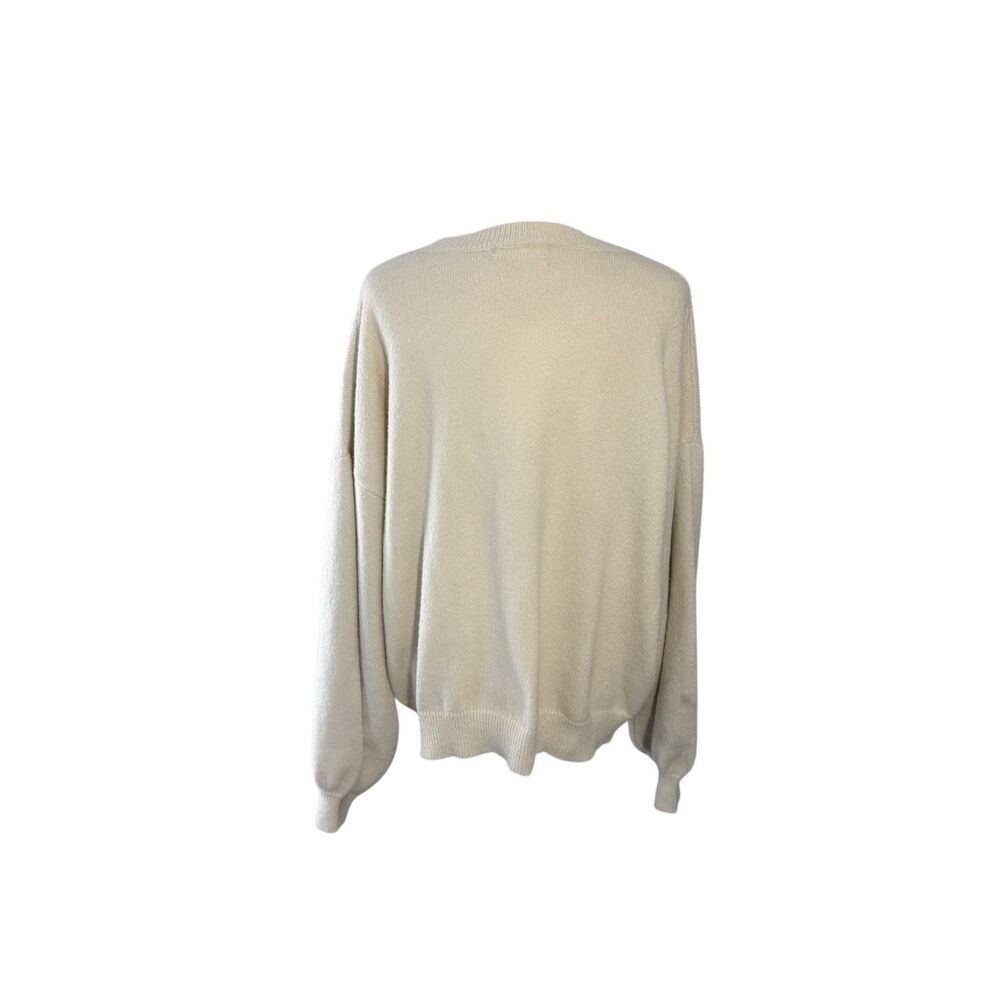 Cider cream colored sweater with crocheted floral appliqués - M - Picture 6 of 8